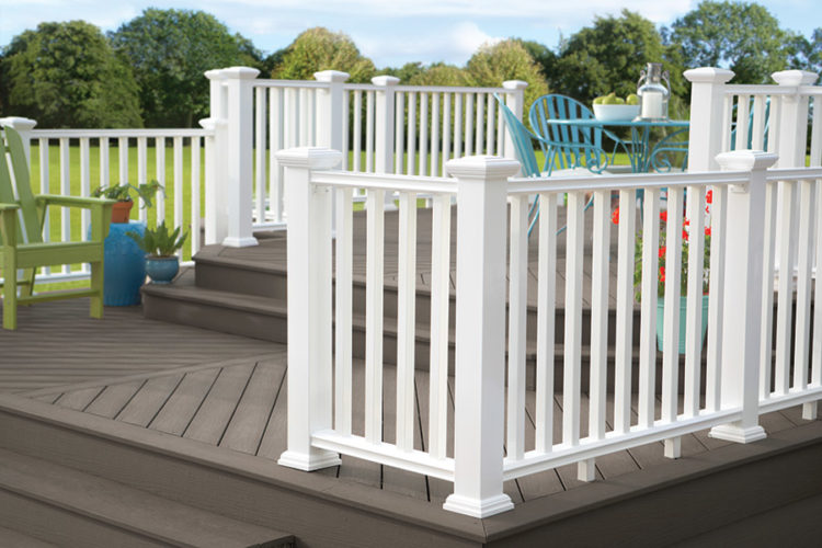 veranda composite deck gray white rails